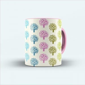 multicolour printed tree mug