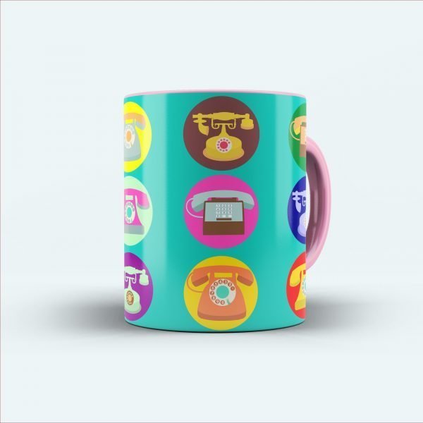 telephone multicolor printed mug