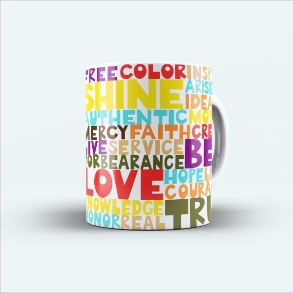 love shine color printed colourful mug