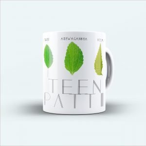 teen patti green leaf printed mug